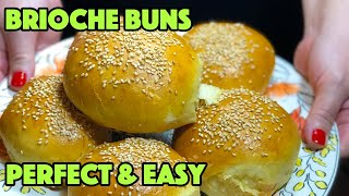 HOW TO MAKE BRIOCHE BUNS  PERFECT EASY BUTTERY FLUFFY AND DELICIOUS Youll fall in love with it [upl. by Yanarp]