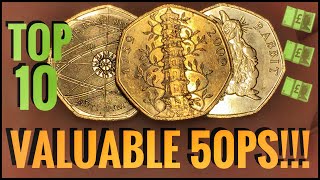 Top 10 Most Valuable and Rare 50p Coins UK Circulation [upl. by Semyaj653]