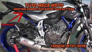 Tuto Méca Moto quotMT07 quot MONTAGE CONNECTEUR RAPIDE POUR BATTERIE [upl. by Enelyt798]