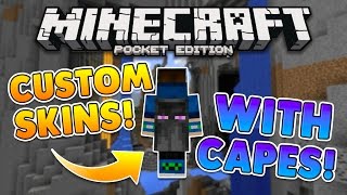 MCPE CAPES FOR ANY SKIN TUTORIAL 0160 NO MODS Minecraft PE [upl. by Margaux476]