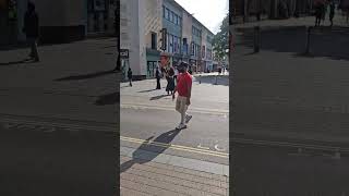 Englands A Male Walking his Dog into A Shop Cabot Circus Mall Deliveroo Driver waiting4 Delivery [upl. by Awe]