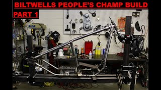 Biltwells Peoples Champ Build Part 1  Chopping straightleg frame and windowing neck [upl. by Alexandre]