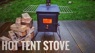 Reviewing a outbacker stove for My onetigris iron wall stove tent Bring on winter camping [upl. by Ahsenod50]