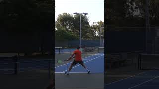 Drop shot with a TINY racket tennis shorts [upl. by Dirgis938]