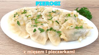 Najlepsze pierogi z mięsem z rosołu i pieczarkami 👌 idealne mięciutkie ciasto na pierogi 👍 przepis [upl. by Iru]