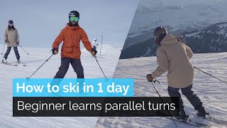 How to Ski in One Day  Beginner Learns Parallel Turns [upl. by Deery]