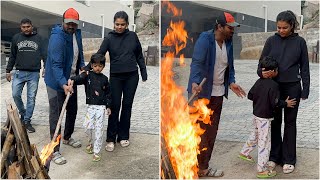 Manchu Manoj amp Manchu Mounika Reddy With Son Dhairav Reddy Bhogi Celebrations 2024  Manchu Family [upl. by Elstan]