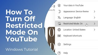 How To Turn Off Restricted Mode On YouTube PC  Disable Restricted Mode [upl. by Tullius]