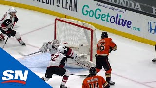 Trevor Zegras Pulls Off Incredible Move For First NHL Goal [upl. by Ariella]