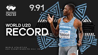 991 ‼️ Tebogo breaks his own world U20 record  World Athletics U20 Championships Cali 2022 [upl. by Lorelei]