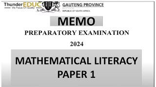 2024 MEMO MATHEMATICAL LITERACY P1 GRADE 12 PRELIM EXAMS GAUTENG PROVINCE THUNDEREDUC [upl. by Anirok]