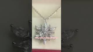 Silver necklace snowflakes fall on the neck Diamonds sparkle like ice crystals dazzlingjewelry [upl. by Ulberto]