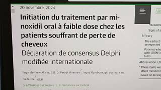 Efficacité du traitement de chute de cheveux par minoxidil oral à faible dose [upl. by Kcirddes]