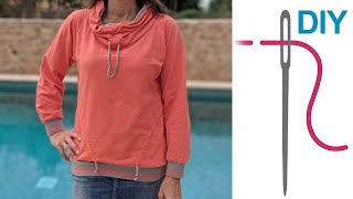 Hoodie mit Schalkragen nähen – DIY Schnittmuster Damen Sweatshirt quotJamikaquot [upl. by Bainbrudge]