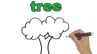 How to draw a tree  easy drawing tree  tree drawing simple [upl. by Nylrad]