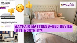 WAYFAIR REVIEW JENNIE TUFTED UPHOLSTERED LOW PLATFORM BED amp QUICKEP 12” MEDIUM INNERSPRING MATTRESS [upl. by Jordans]