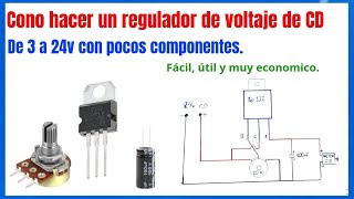 Cómo hacer un regulador de voltaje de 3 a 24v CC Fácil económico y muy útil con solo 3 piezas [upl. by Ynaffyt]