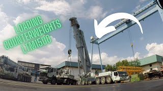 Liebherr LTM1500  81 Loading Counterweights For Maintenance  Timelapse [upl. by Elamaj]