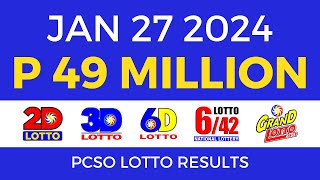 Lotto Result January 27 2024 9pm PCSO [upl. by Marelya]