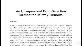 An Unsupervised Fault Detection Method for Railway Turnouts [upl. by Leonelle]