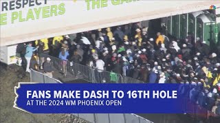 Fans make dash to 16th hole at the WM Phoenix Open [upl. by Greeson]