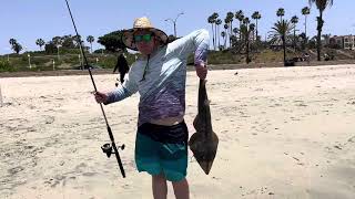 Nice GuitarFish  Catch and Release  Surf Fishing  Cherry Beach in Long Beach CA 61824 [upl. by Jeanne]