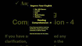 Reading Comprehension Test  4 For many more such tests please visit the channel [upl. by Nosna]