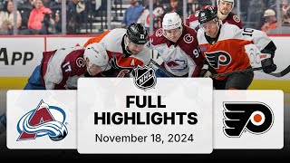 NHL Highlights  Avalanche vs Flyers  November 18 2024 [upl. by Bobbette]