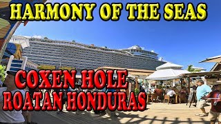 Harmony of the Seas Coxen Hole Roatan Honduras Walking Video Tour [upl. by Allyson348]