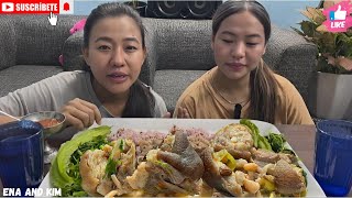 Pork trotters with kidney beans mukbang with my bestie Katszilkitchen [upl. by Arenat]