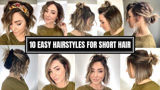 EASY AND QUICK HAIRSTYLES FOR SHORT HAIR updos half updos easy braids and no braid styles [upl. by Aineg]