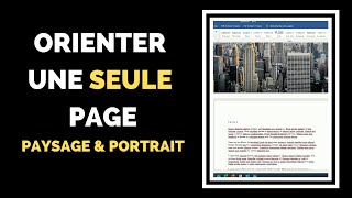 Comment orienter une seule page Word dans un sens différent  Paysage amp Portrait [upl. by Roana]