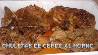 CHULETAS DE CERDO AL HORNO BAKED PORK CHOPS Chuletas puerco al horno recetasdecocina [upl. by Atiuqan804]