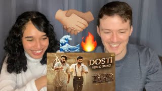 OUR REACTION TO Dosti Full Video Song  RRR  NTR Ram Charan  MM Keeravaani  SS Rajamouli [upl. by Arratal865]