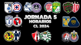 HORARIOS CANALES Y FECHAS DONDE VER LA JORNADA 5  LIGA MX CLAUSURA 2024 [upl. by Shuler636]