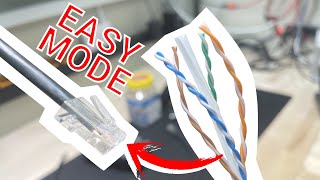 How to Wire Ethernet Plugs EASY MODE Cat5e or Cat6 with RJ45 Pass Through Connectors [upl. by Fifi]