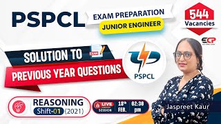 PSPCL JE Electrical Exam Preparation  Solution to previous year Questions  Reasoning  Live [upl. by Liamsi]