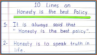 10 Lines Essay on Honesty is Best Policy  Honesty is Best Policy Essay  honesty is the best policy [upl. by Barvick]