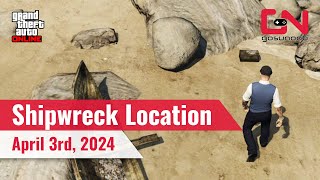 GTA Online Shipwreck Location Today April 3rd 2024 [upl. by Lorilee]