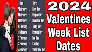 valentine day valentine day kab hai 2024Valentine Day Dates 2024  Valentine Week List Dates 2024 [upl. by Cameron]