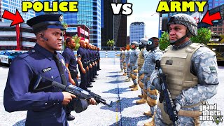 Franklins POLICE vs The ARMY Biggest Battle In GTA 5  SHINCHAN and CHOP [upl. by Ahsilem]