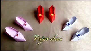 How to make an origami shoe  DIY mini paper high heels Mini paper shoe tutorial School craft idea [upl. by Leahcimnaj]