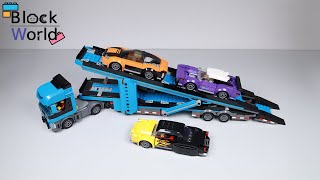 Lego City 60408 Car Transporter Truck with Sports Cars speed build [upl. by Kahcztiy]