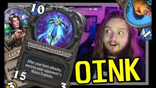 Giving Valeera A KILLER SWORD  Elwynn Boar Miracle Oink Rogue  Hearthstone [upl. by Nivled]