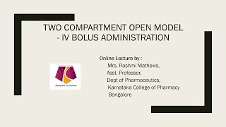 KCP OnlineRashmi Mathews Two Compartment open model iv bolus administration [upl. by Jameson851]