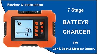 Car Battery Charger 12V 7 Stage Portable Powerful Review [upl. by Eilsel]