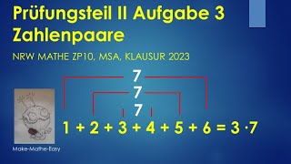 Prüfungsteil 2 Mathe ZP10 NRW 2023 Aufgabe 3 Zahlenpaare [upl. by Lorita]