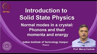 noc19ph02 Lecture 46Normal modes in a crystal Phonons and their momenta and energy [upl. by Corvin]