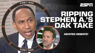 Domonique Foxworth amp Jeff Saturday CHALLENGE Stephen A for his Dak take 🔥🗣️  First Take [upl. by Hoebart]