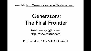 Generators The Final Frontier  Screencast [upl. by Marys]